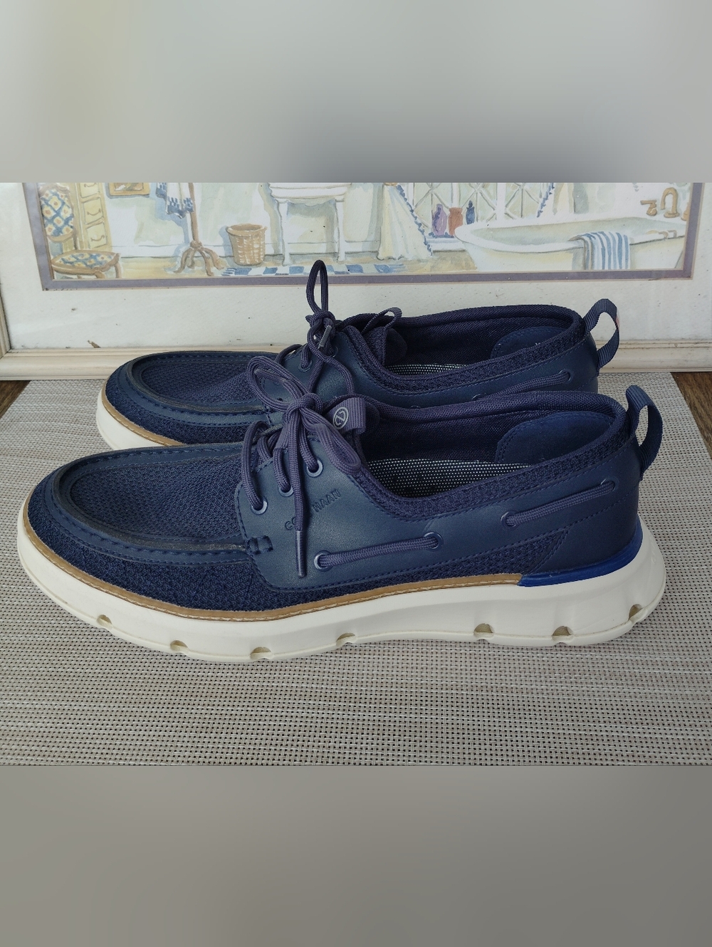 Cole Haan "Zerogrand Regatta" Navy Mesh/Leather Boat/Casual Shoes. Size 9.5M